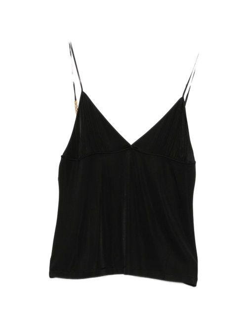 V-Neck Satin Tank Top — Black