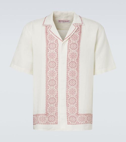 Maitan printed linen bowling shirt