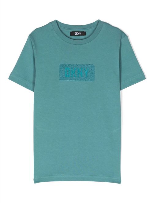 Logo-patch organic-cotton T-shirt - Blue