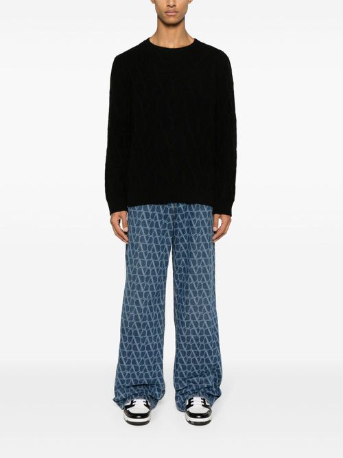 VLogo intarsia-knit jumper - Black
