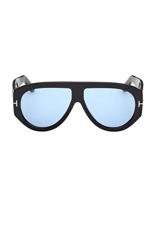 TOM FORD Pilot Sunglasses in Shiny Black & Blue - Black. a