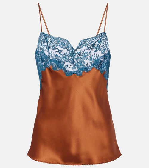 Lace-trimmed silk satin camisole