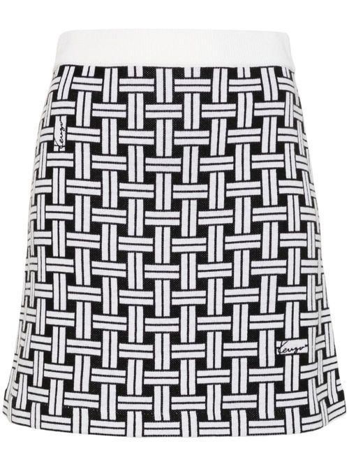 Patterned-jacquard mini skirt - White