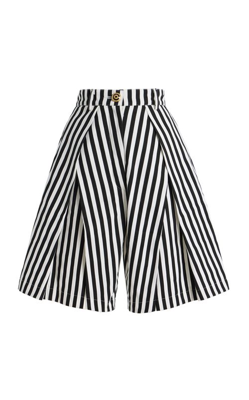 Pleated Cotton Gabardine Shorts