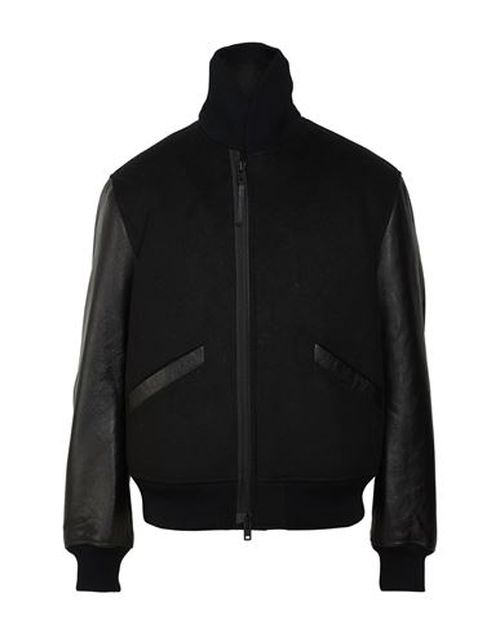Man Jacket Black Size L Polyester, Wool