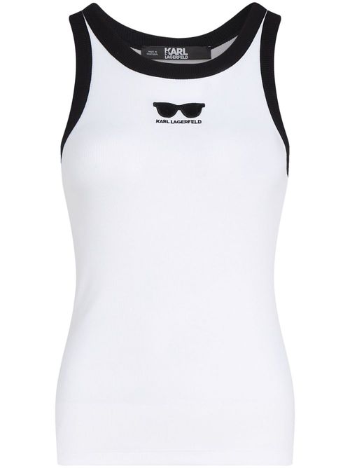 Sunglasses-print tank top - 100 WHITE