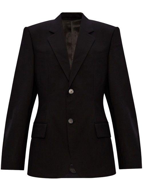 Single-breasted wool blazer - Black