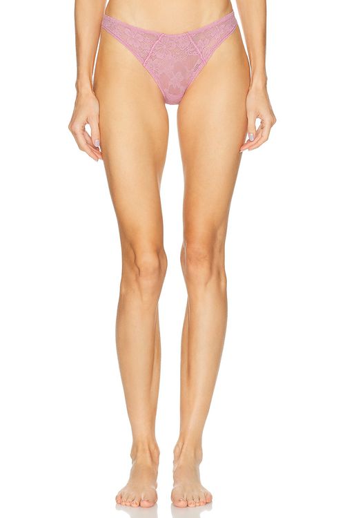 Fleur du mal Le Stretch Lace Cheeky Panty in Bisou - Pink. M/L also in