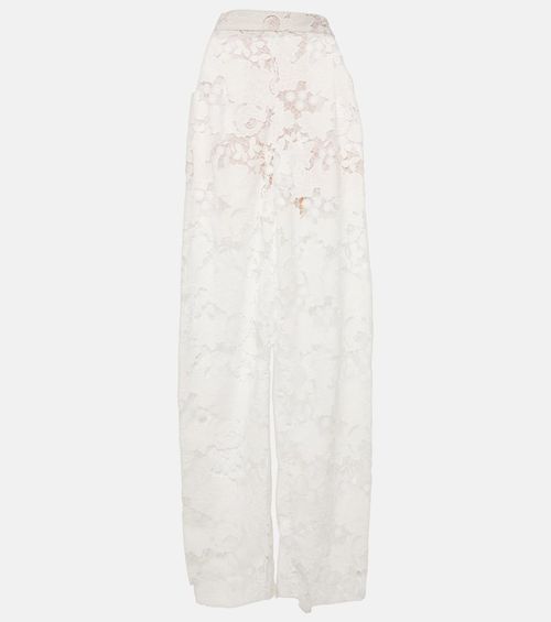 High-rise wide-leg lace pants