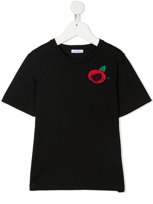 Floral cotton T-shirt - Black