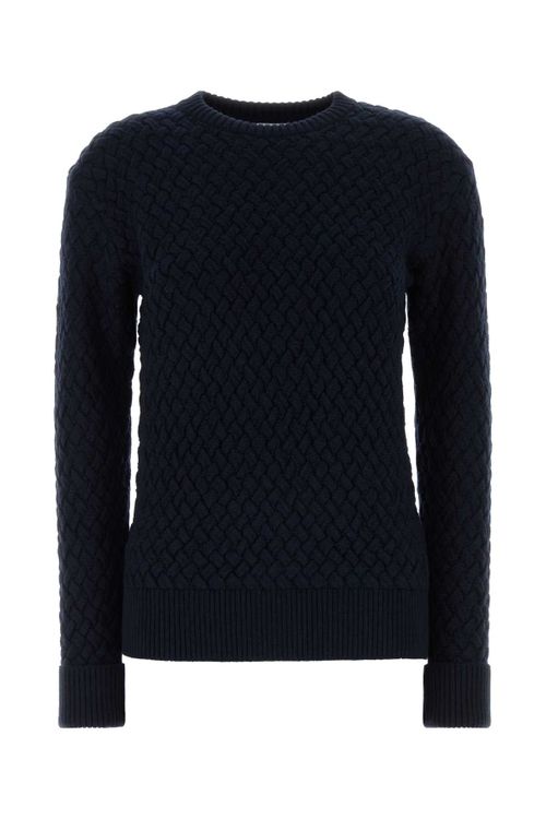 Quilted Wool Sweater — Navy