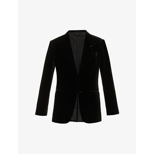 Mens Black Shelton Notched-lapel Regular-fit Velvet Tuxedo Jacket