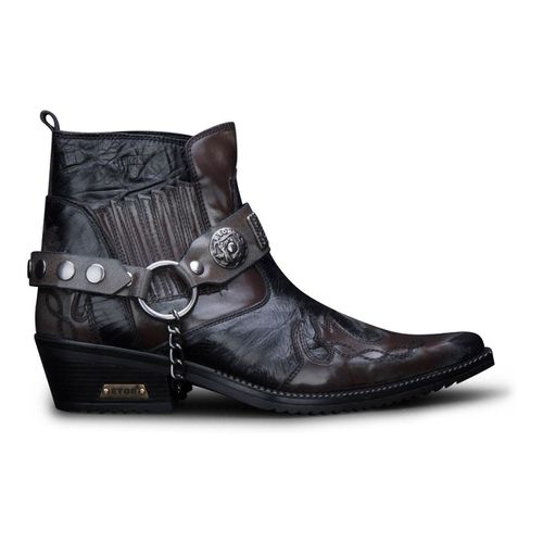 Mens Brown Snakeskin Winklepicker Cowboy Leather Ankle Boots