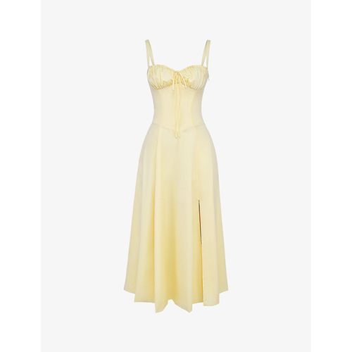 Womens Buttercup Carmen Gathered-cup Stretch Cotton-blend Midi Dress
