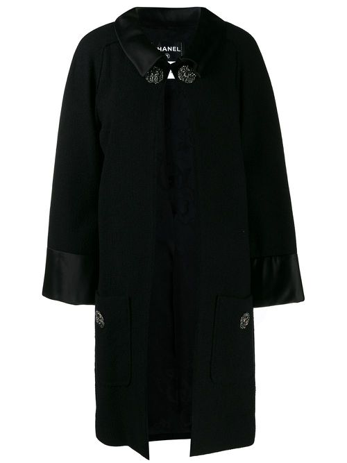 Buttoned collared midi coat - Black