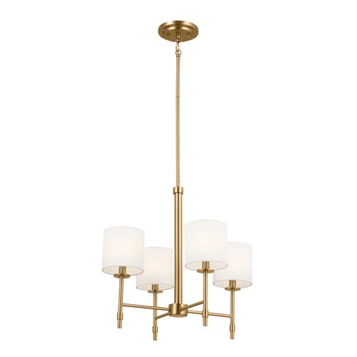 Brushed Natural Brass Four Light Mini Chandelier from the Ali Collection