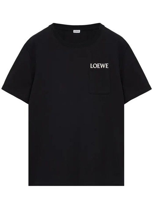 Loewe Pocket Embroidered Logo T-shirt in Black - Black