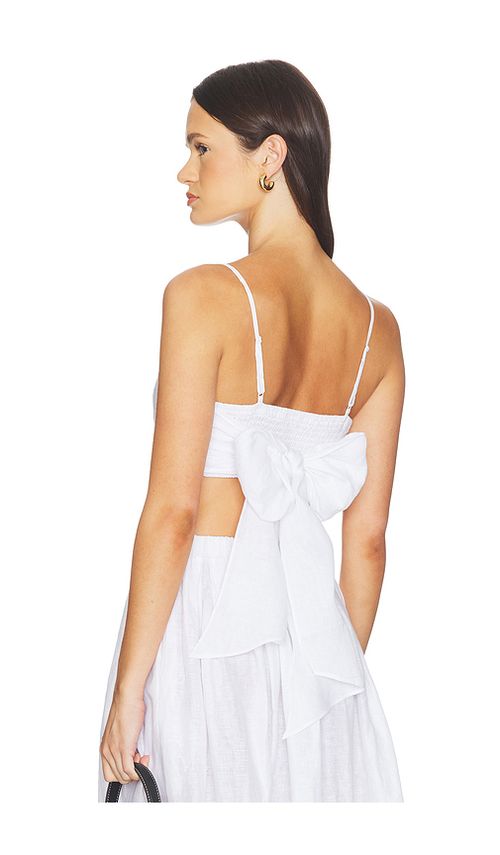 Susana Monaco Solid Linen Tie Back Top in White. - XL also in XS, S