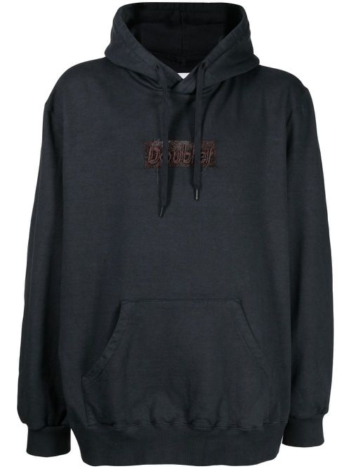 Logo-patch cotton hoodie - Grey