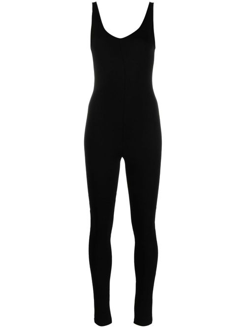 Scoop-neck sleeveless jumpsuit - Black