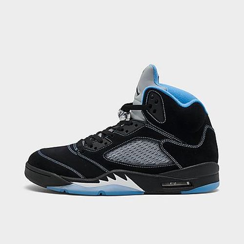 Men's Air Retro 5 Basketball Shoes in Black/University Blue/White