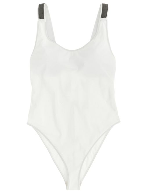 Monile-Detailed One-Piece Swimsuit — White