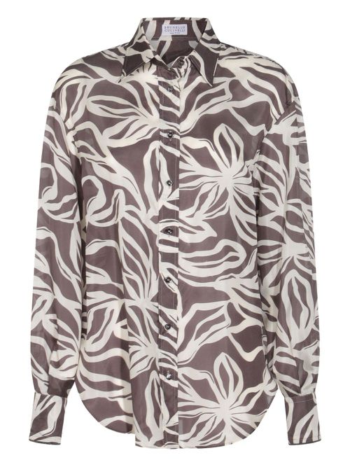 Brunello Cucinelli floral-print shirt - Brown