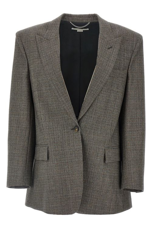 Single-Breasted Micro Houndstooth Blazer
