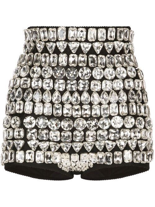 KIM DOLCE&GABBANA crystal-embellished shorts - Black