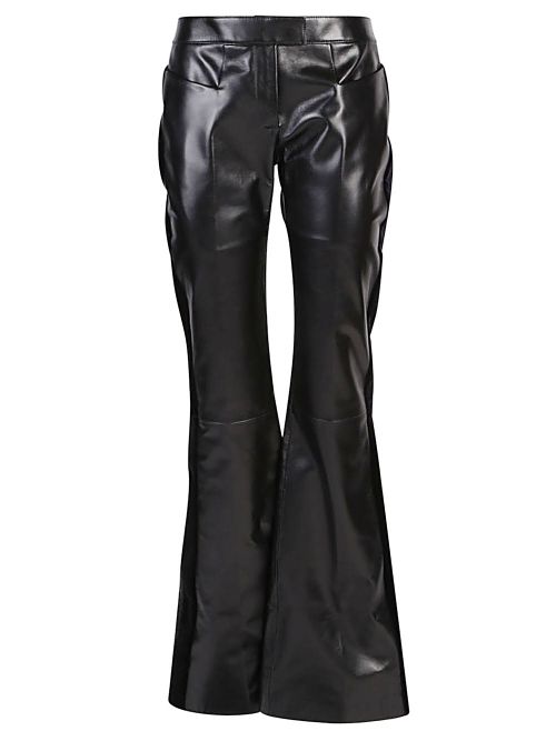 Flared Leather Trousers — Black