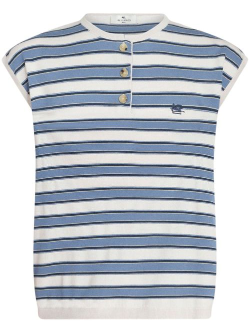 Pegaso-embroidered striped vest - Blue