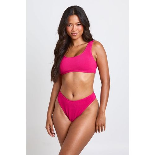 Boohoo Womens Textured Scoop Bikini Top - Pink
