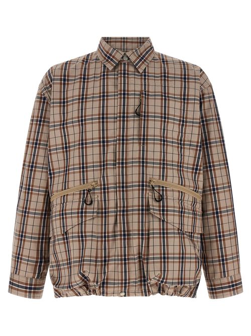 Check-Print Cotton-Polyester Overshirt — Beige
