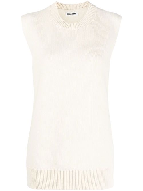 Cashmere wool blend knit vest - White