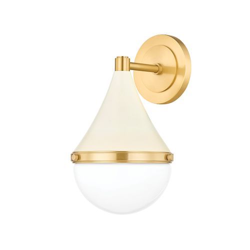 Ciara 1-Light Wall Sconce in Aged Brass with Soft Crea