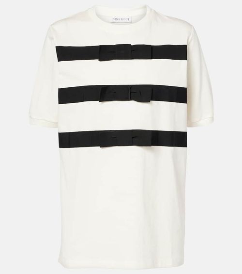Bow-detail cotton jersey T-shirt