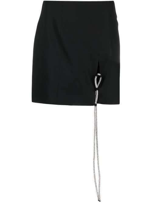 Crystal embellished lace-up mini skirt - Black