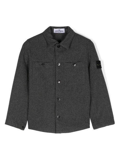 Compass-badge shirt jacket - Grey