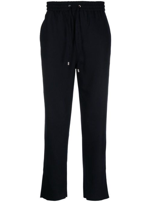 Drawstring-waist wool trousers - Blue