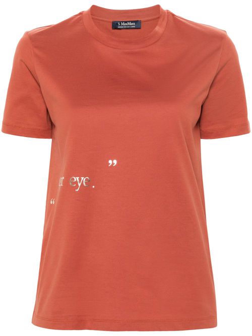 Slogan-print cotton T-shirt - Orange