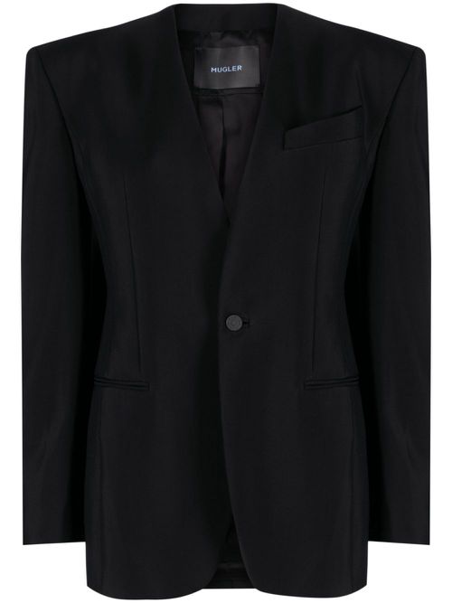 Structured collarless blazer - Black