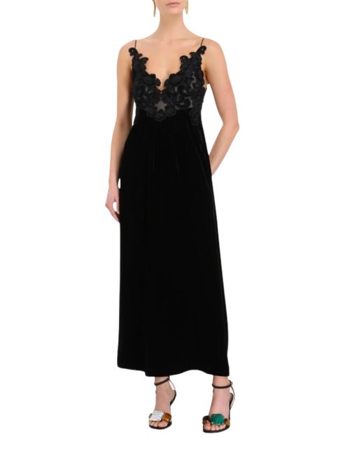 Sensory Velvet Slip Dress In Black