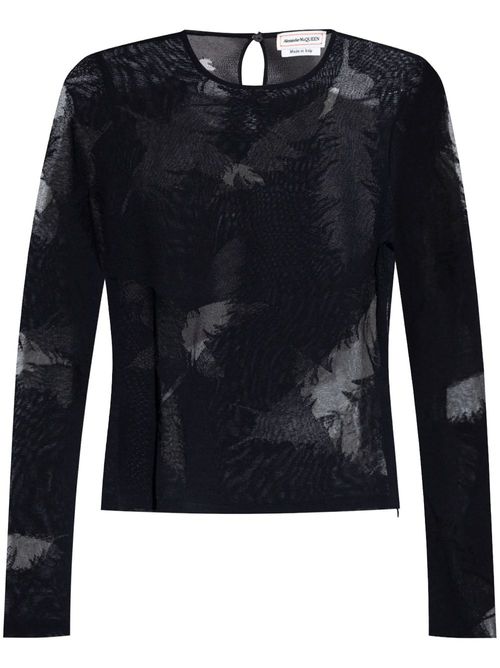 Feather-pattern blouse - Black