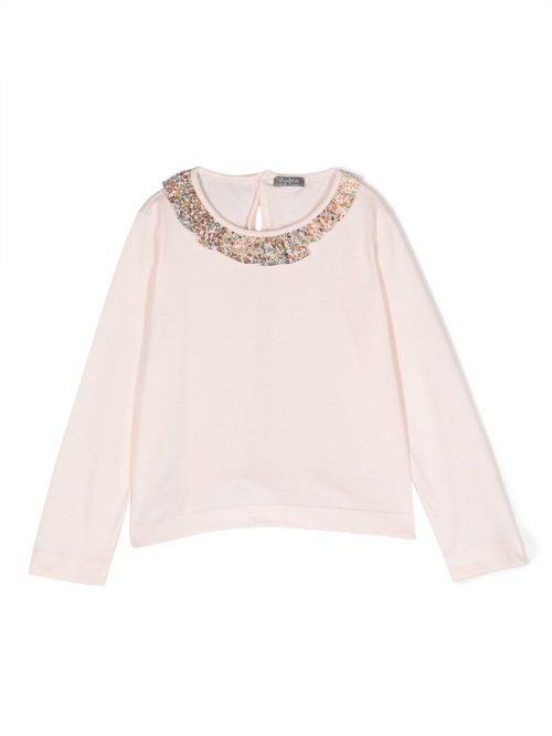 Il Gufo ruched-detail long-sleeve T-shirt - Pink