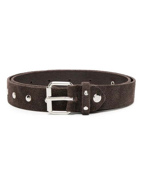 Stud-embellished suede belt - Brown