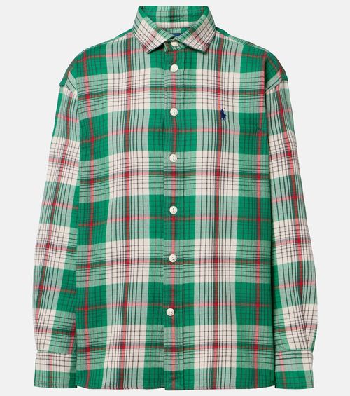 Plaid cotton twill shirt