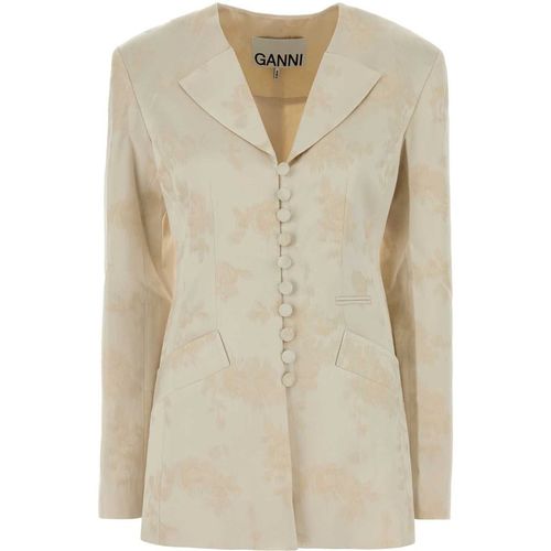 Ganni Ivory Satin Blazer