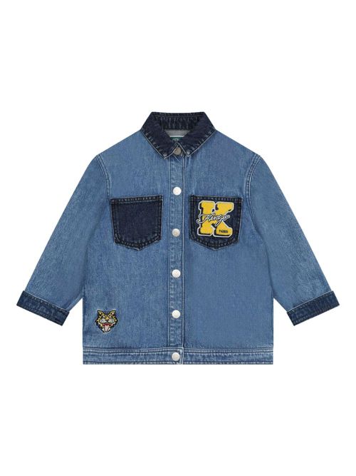 Logo-appliqué denim shirt jacket - Blue