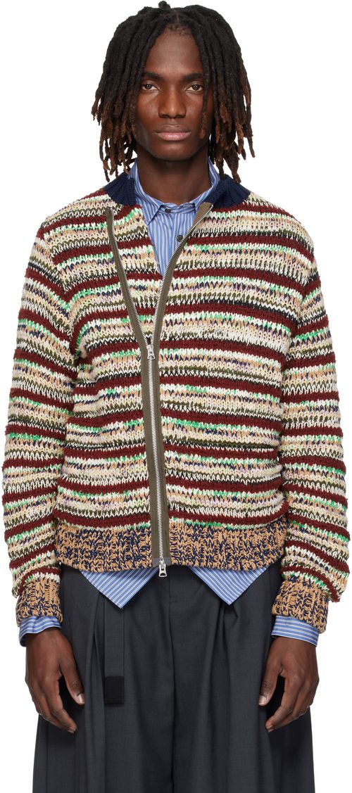 Multicolor Mix Knit Blouson Cardigan