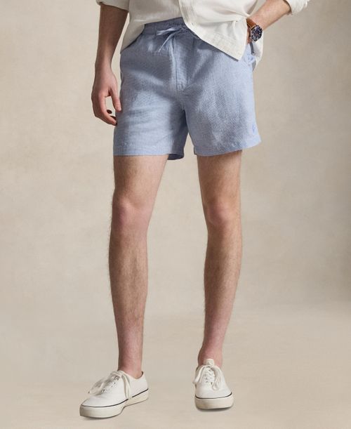 Men's Polo Prepster Linen Shorts - 655B Cabana Blue White